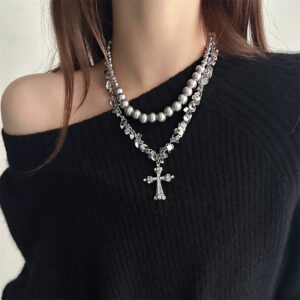 IMG_4465 Celeste Cross Layered Necklace